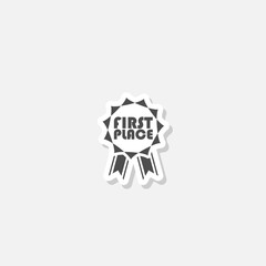 Sticker - First place badge icon sticker isolated on gray background