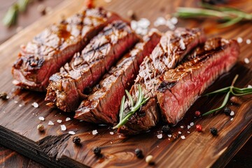 Wall Mural - Medium grass fed beef steak slices
