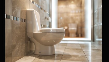 Sticker - Modern bathroom interior with stylish toilet bowl