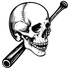 Canvas Print - Baseball Bat Skull