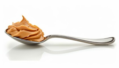 Canvas Print - Peanut butter spoon alone on white background