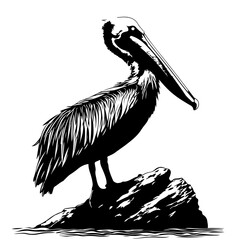 Wall Mural - Pelican standing on a rock