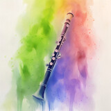 Fototapeta  - watercolor oboe illustration