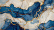 Abstract cobalt blue  ivory marble texture with opulent gold lines simulating luxurious stone finishes
