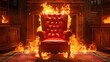 red armchair on fire Generative AI