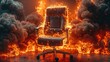 office armchair on flame Generative AI