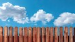 wooden fence and blue sky Generative AI