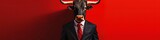 bull in a suit on a red background. business style.