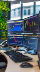 Aufkleber - Sophisticated Financial Planning in a Private Banking Room with Digital Stock Market Analysis