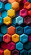 A mesmerizing display of vibrant hexagonals in various hues creating a stunning honeycomb background.