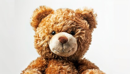 Teddy bear alone on white background