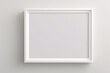 Moldura branca apoiada no chão branco na maquete interior. Modelo de uma imagem emoldurada em uma renderização em 3D de parede