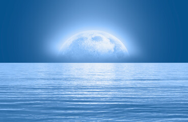 Aufkleber - Night sky with full bright moon in the clouds 