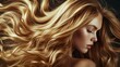 © useful pictures - Beautiful windy Hair. Luxurious long blonde hair as background. Model girl. Saturated healthy shiny hair after dyeing. Concept of recovery structure. Beauty and glamour Hair cosmetics, haircare