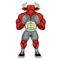 Wall Mural - bull boxer vector art illustration design