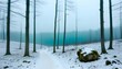 Winter landscape in Grosser Inselsberg Nature Reserve, near Brotterode, Thuringian Forest, Thuringia