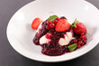 panna cotta with berries fruits sauce