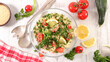 tabbouleh salad with tomato, bell pepper, cucumber and parsley