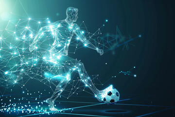 Wall Mural - A man is kicking a soccer ball in a field of stars