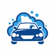 a car wash, featuring a car being washed with foam, set against a solid white background (7)