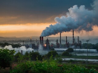 Alarm for Nature, Smoke from Chemical Plant Amidst Growing Greenery