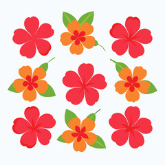 Wall Mural - minimal Hibiscus flower set vector art illustration  (9)