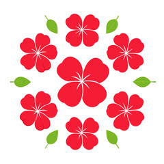 Sticker - minimal Hibiscus flower set vector art illustration  (22)