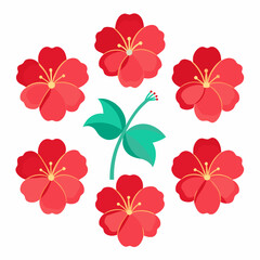 Sticker - minimal Hibiscus flower set vector art illustration  (24)