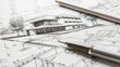 © Anat art - A pen delicately rests on a detailed drawing of a building, showcasing intricate design plans and creative ideas for a renovation project. Generative AI