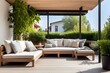 contemporary and cozy patio for dining outdoors at home or in a restaurant with a terrace