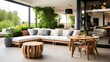 contemporary and cozy patio for dining outdoors at home or in a restaurant with a terrace