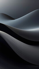 Wall Mural - abstract minimal black 3D layered wave curves phone wallpaper background