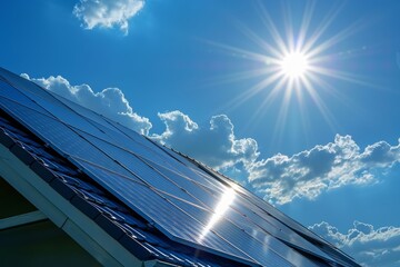 Wall Mural - solar panel integration on modern house roof, harnessing suns energy for home power