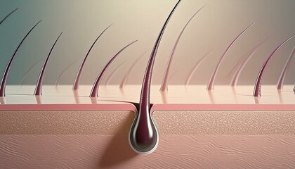 Hair Follicle - Macro or Illustration of Hair - Hair Care with Minerals or Vitamin - Supportive Image for Shampoo and Conditioners - Treatment against Scalp Irritation, Baldness and Hair Loss