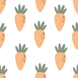 Fototapeta  - Seamless pattern with cartoon carrot. colorful vector. hand drawing, flat style. design for fabric, print, textile, wrapper