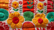Vibrant Mexican Floral Embroidery Patterns on Traditional Textile
