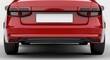 Red Car Rear closeup with blank license plate and Bumper Sticker for Automobile Decoration