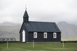 Closeup shot of Black church of Budir at Snaefellsnes peninsula in Iceland.
