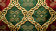 Luxurious Green and Gold Fabric with Elegant Embroidery and Ornate Patterns