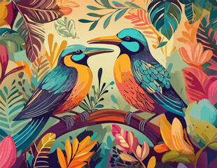 Naklejka na meble background pattern with birds
