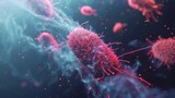 Fototapeta  - Cancer Cells and Bacteria Interaction Generative AI
