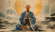 Monk meditation calm serene scene