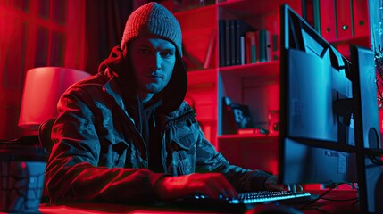 a hacker sits at a computer