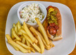  hot dog with cole slaw and fries