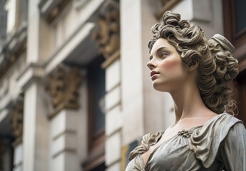 Elegant statue of a woman with ornate hairstyle