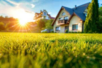 sun shining over a house