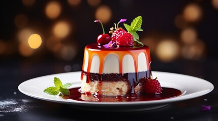 Wall Mural - Delicious dessert with fresh berries and mint