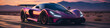 Racing car's aerodynamic body kit upgrades shine against the backdrop of energetic outdoor scenes