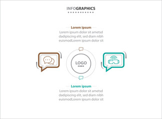 Two infographics element. Vector illustration. Vector business template for presentation. Timeline with 2 option. Vector Infographic label design template with icons and 2 options or steps.