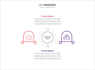 Two infographics element. Vector illustration. Vector business template for presentation. Timeline with 2 option. Vector Infographic label design template with icons and 2 options or steps.